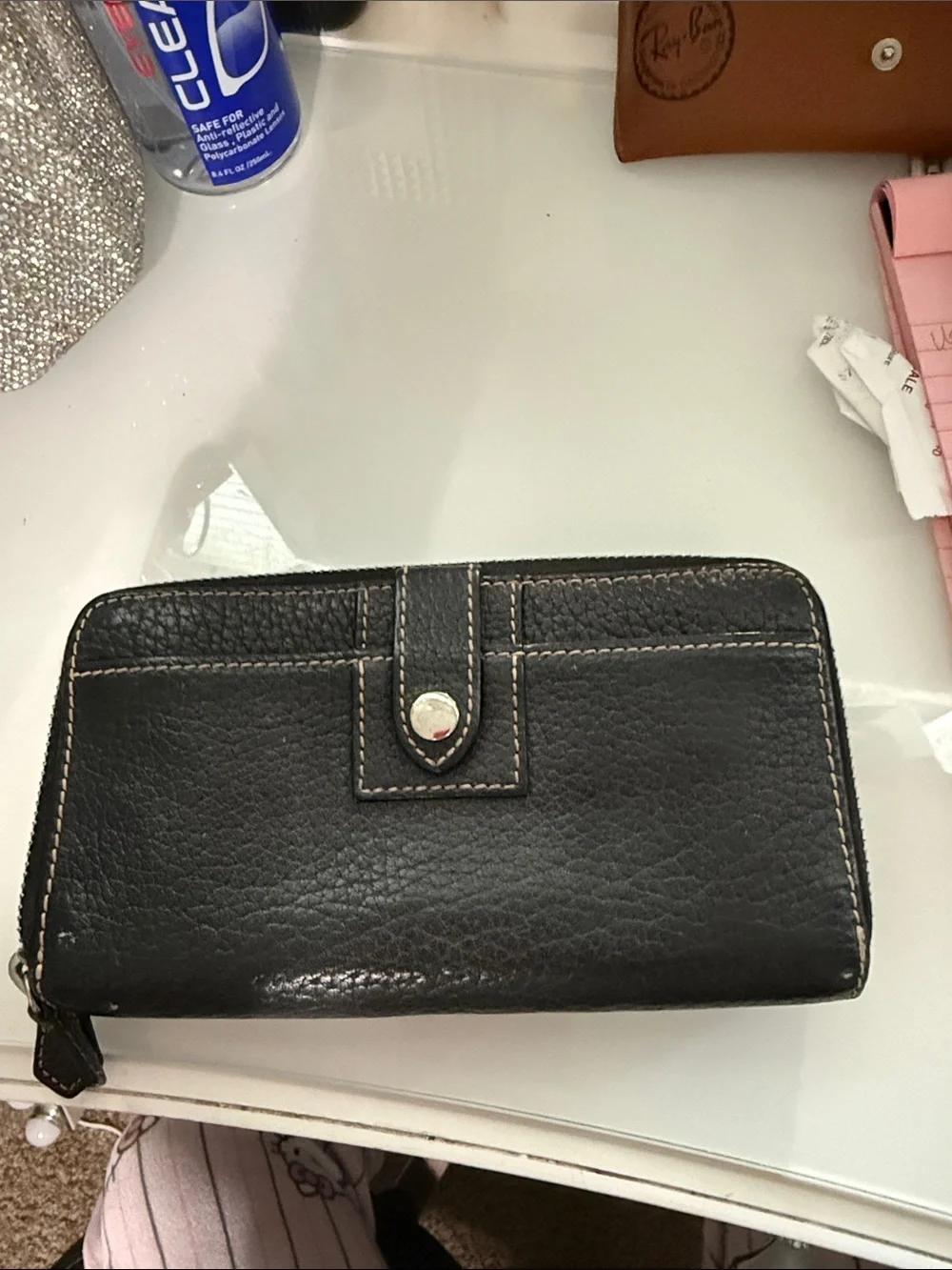 Dooney & Bourke Black Pebble Leather Zip-Around Wallet